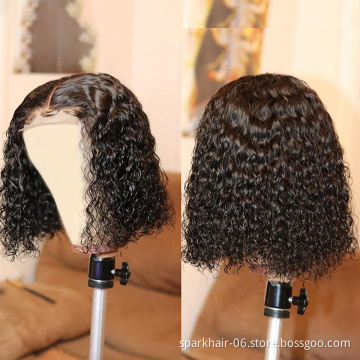 Short Curly Lace Wig Human Hair Bob Cut Full Lace Wigs With Baby Hair Virgin Brazilian Bob Curly HD Transparent Lace Front Wig
